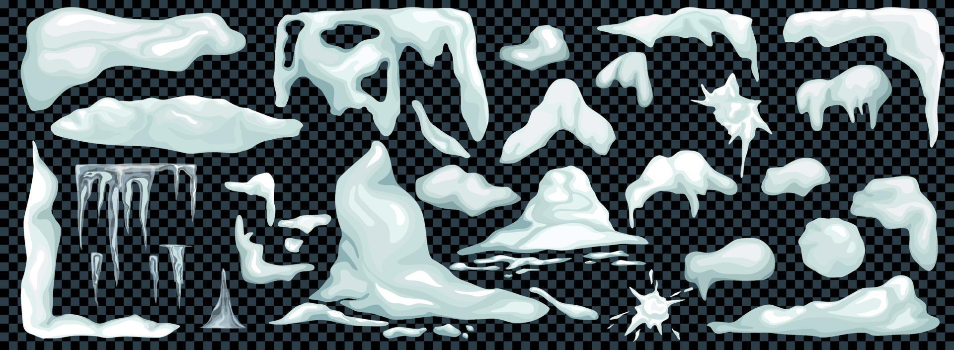 Snow Snowdrift Transparent Set vector