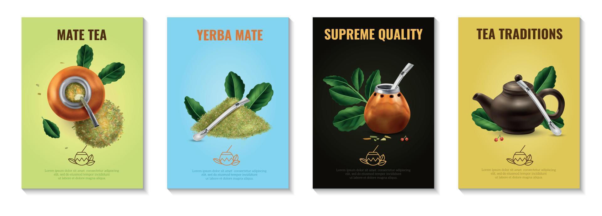 juego de carteles de té mate vector