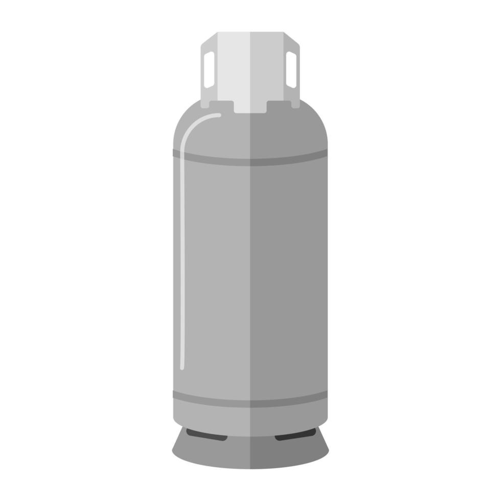 Gas cylinder isolated on white background. Contemporary canister fuel storage with handle. Gray propane bottle icon container in flat style vector