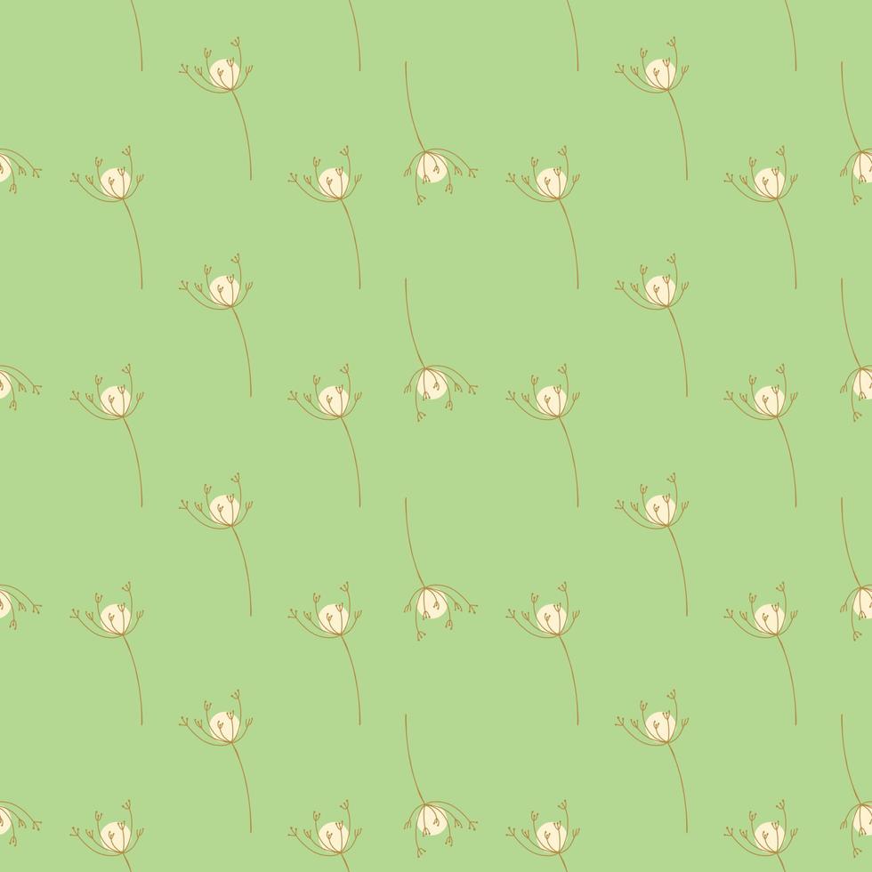 patrón sin costuras de pradera de primavera con siluetas abstractas de flores de milenrama. fondo verde claro. vector