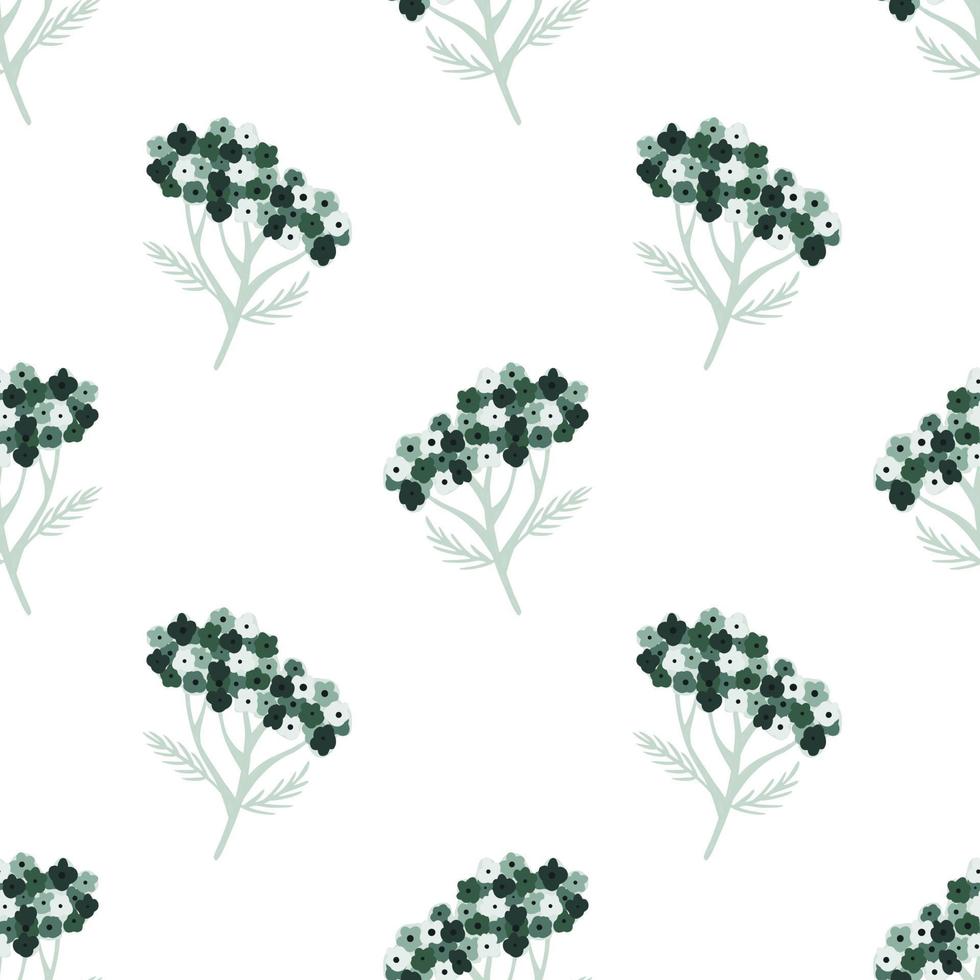 Isolated botanic seamless pattern with blue yarrow ornament. White background. vector