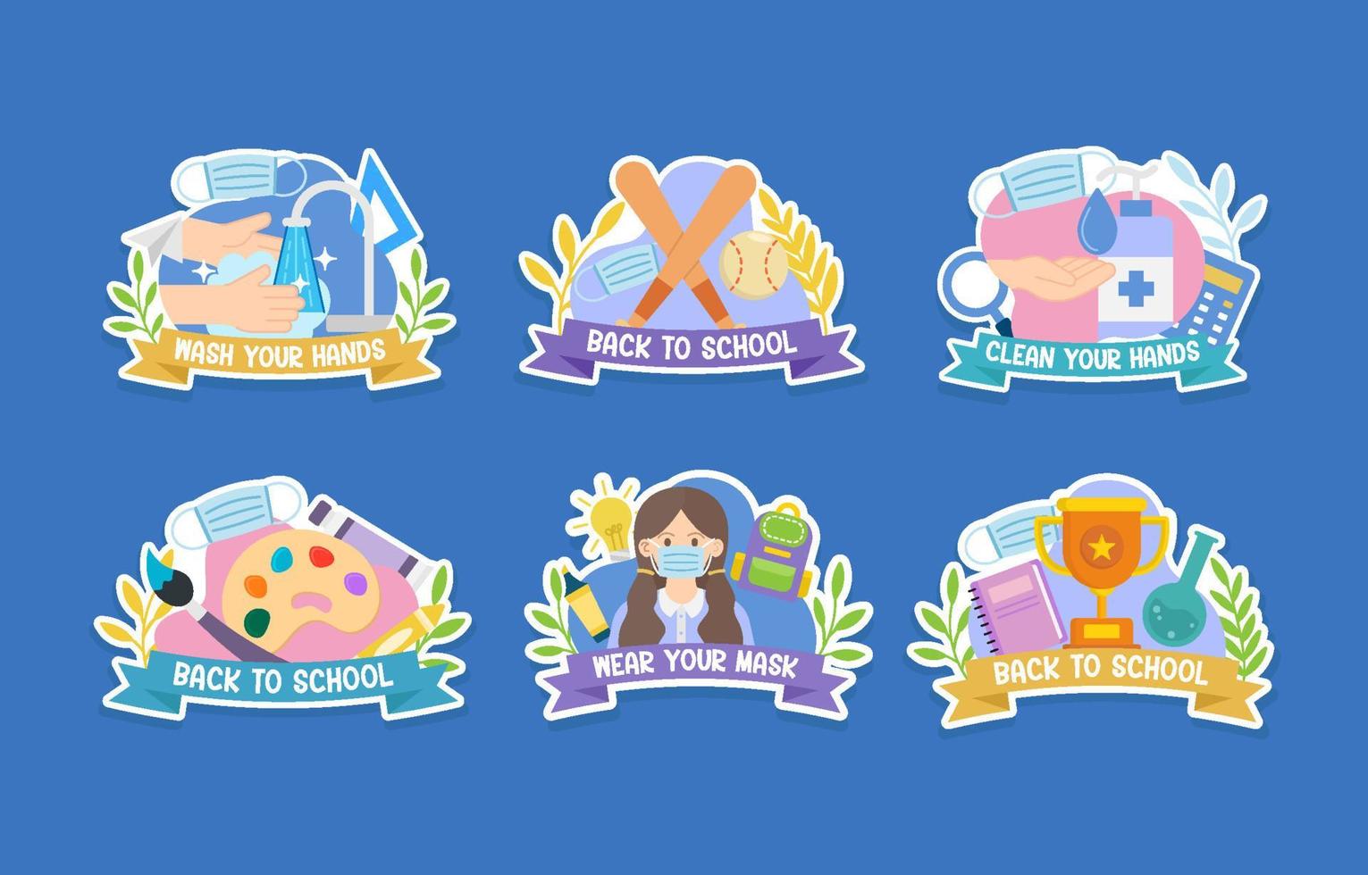 Back to School with New Normal Activity Sticker Set vector