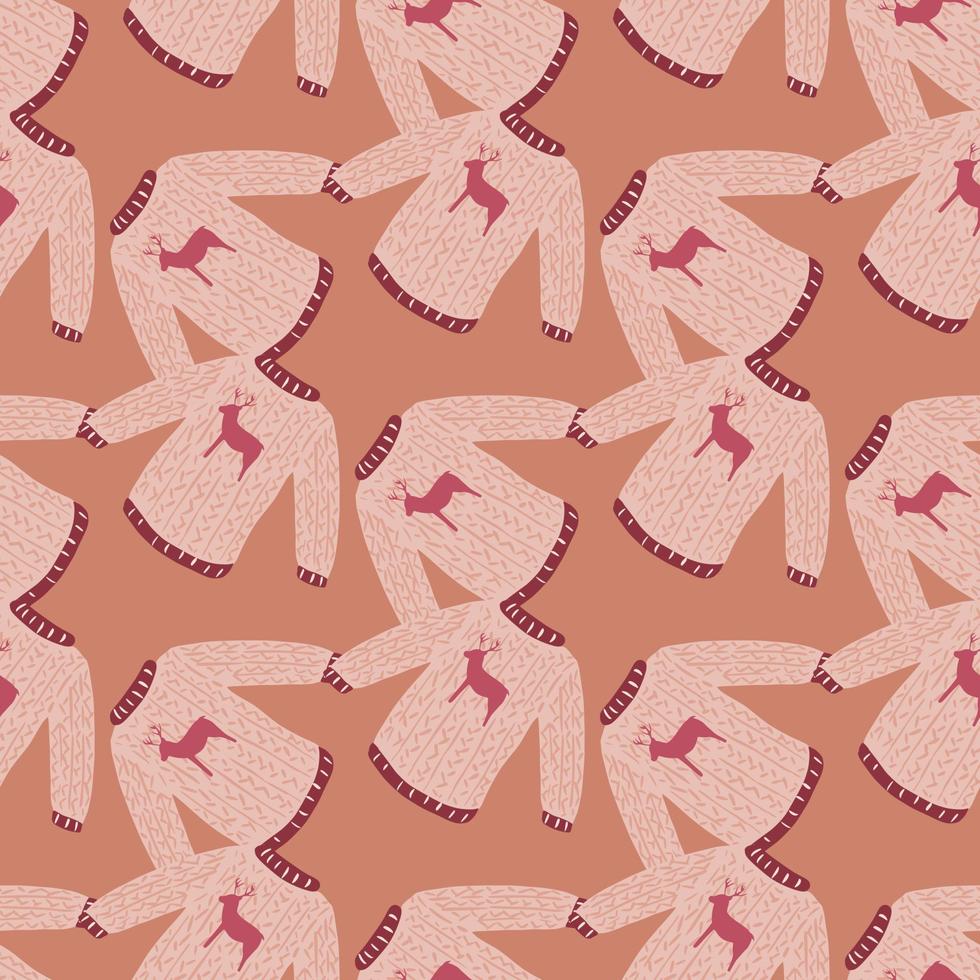 Winter fashion style seamless pattern with simple sweater ornament. Beige background. vector
