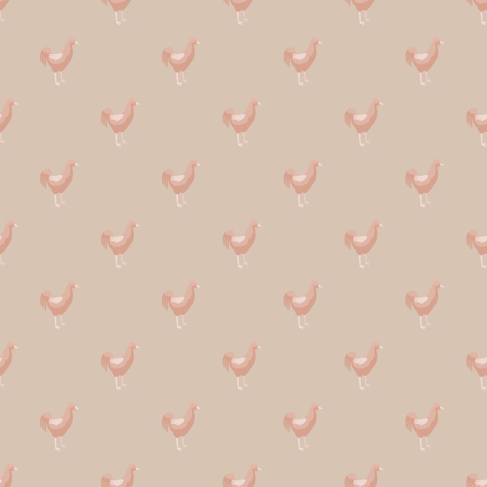 Seamless pattern of rooster. Domestic animals on colorful background. Vector illustration for textile.