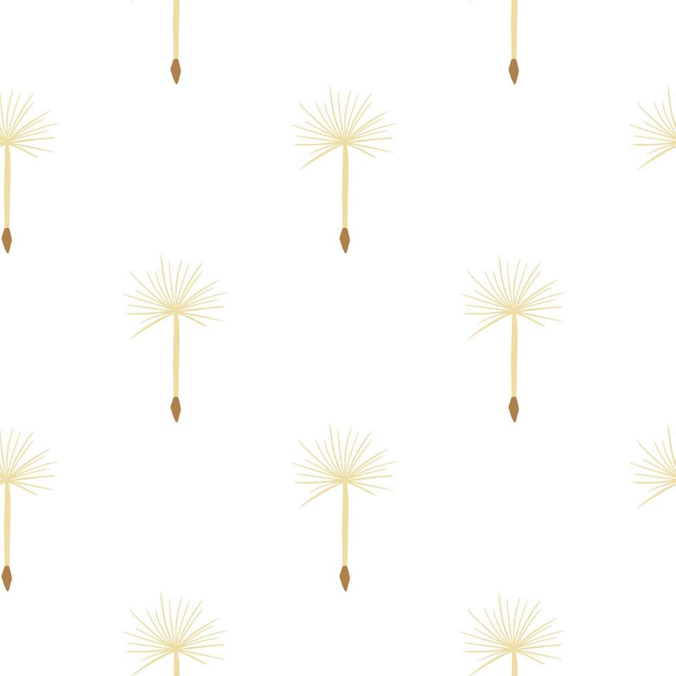 Hand drawn cute isolated seamless pattern with dandelion flower print on white background. vector