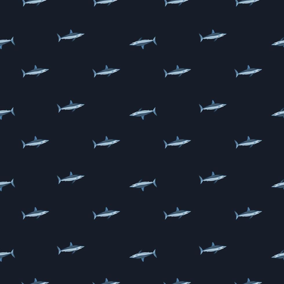 Seamless pattern shark Mako on black background. Animal templates for fabric. vector