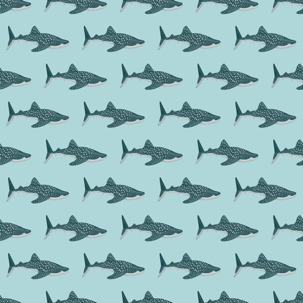 Whale shark seamless pattern in scandinavian style. Marine animals background. Vector illustration for children funny textile.