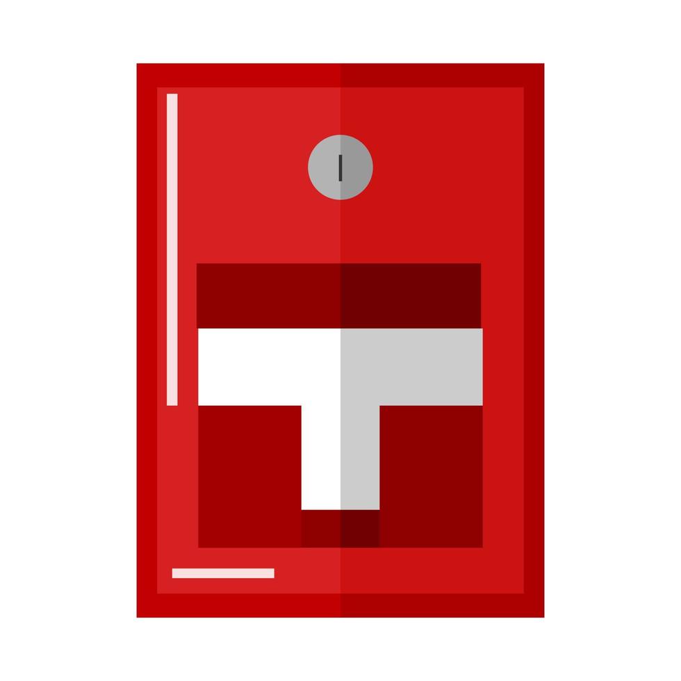 Red extinguish box symbol in flat style. Fire alarm system isolated on white background. vector