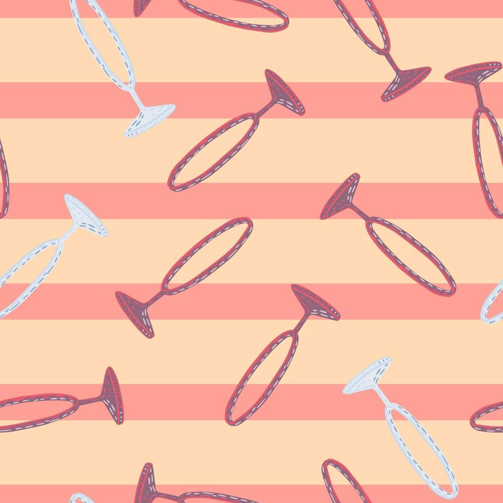 Seamless doodle pattern with purple and blue colored circus ring print. Pink striped pastel background. vector