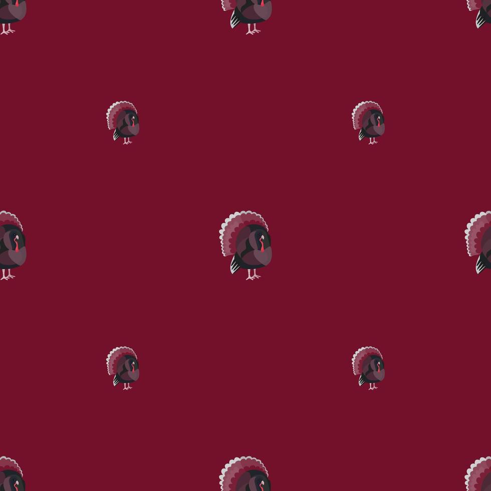 Seamless pattern Turkey red background. Texture of farm bird for any purpose. vector