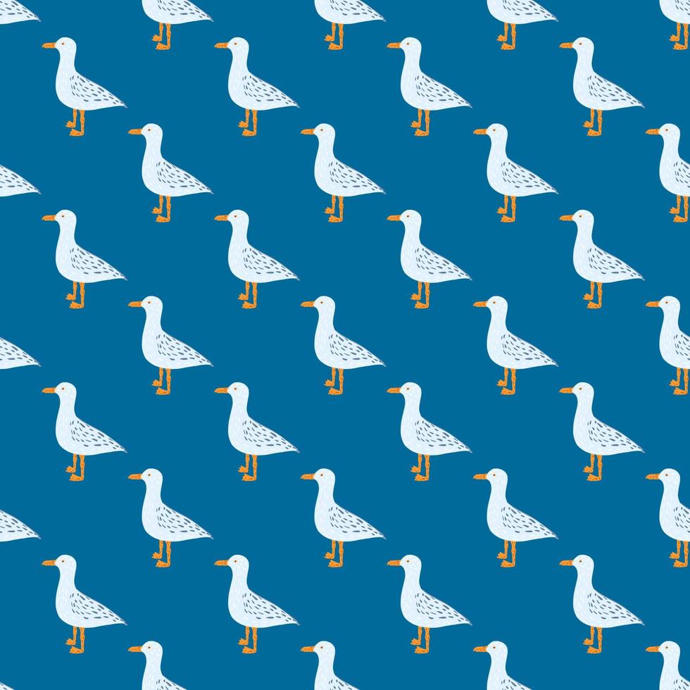Seagulls standing seamless pattern. Background of sea birds. vector