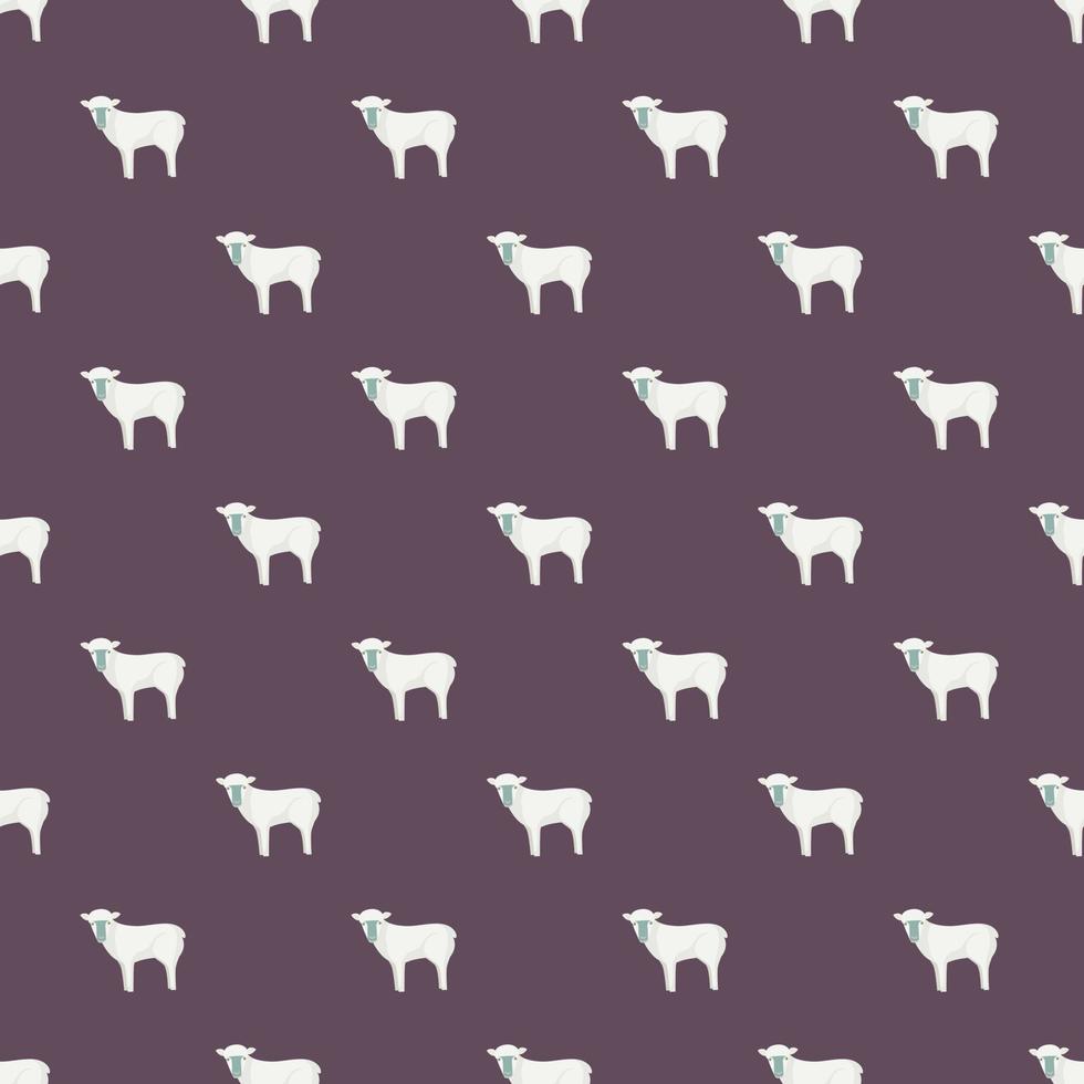 Seamless pattern of sheep. Domestic animals on colorful background. Vector illustration for textile.