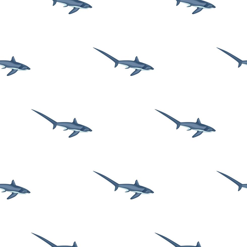 Thresher shark seamless pattern in scandinavian style. Marine animals background. Vector illustration for children funny textile.