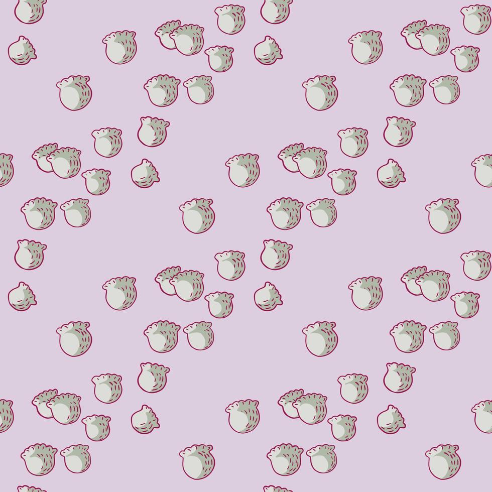 Seamless pattern with hand drawing lily of the valley on cold pink background. Vector floral template in doodle style. Gentle summer botanical texture.