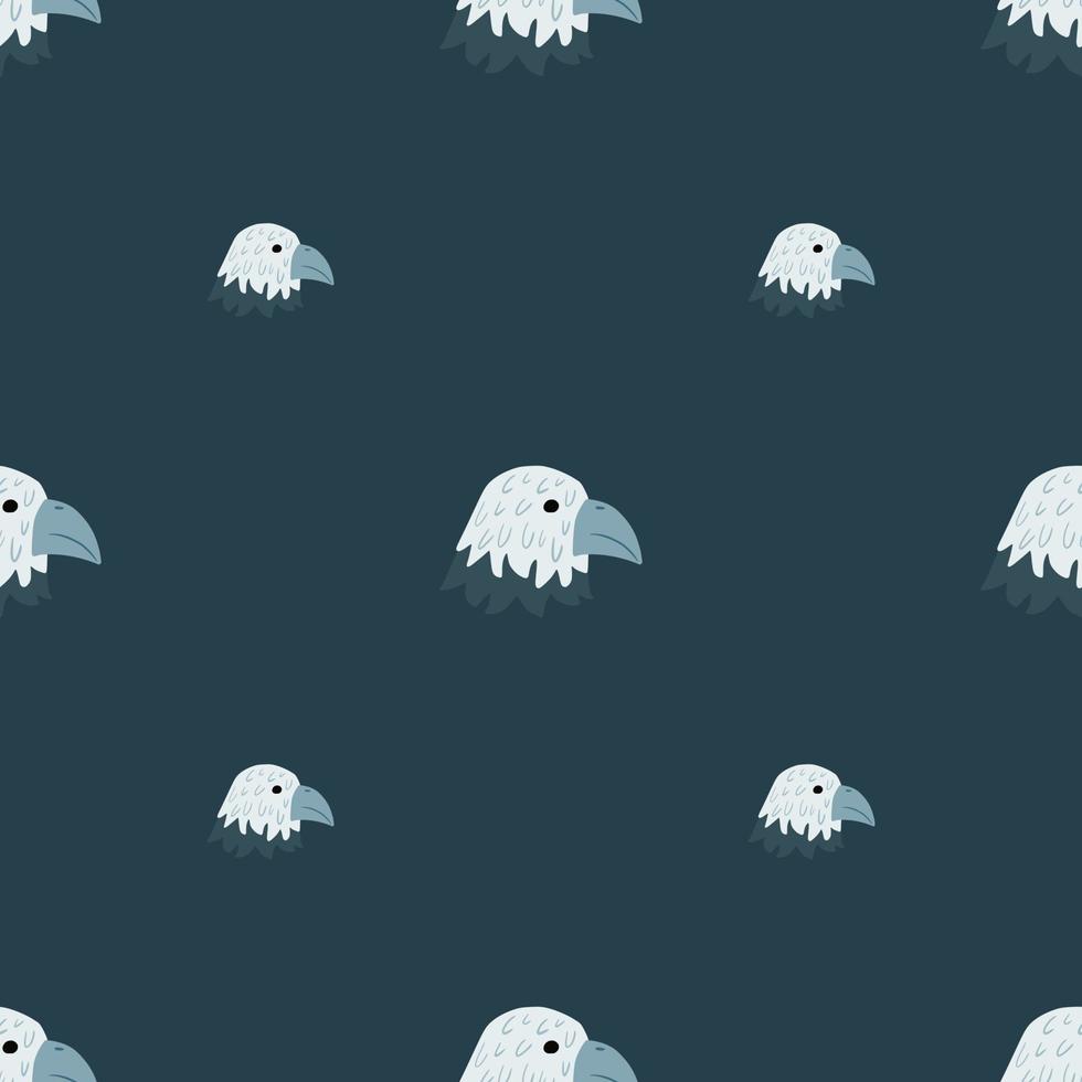 Eagle pattern seamless in freehand style. Head predator on colorful background. Vector illustration for textile.