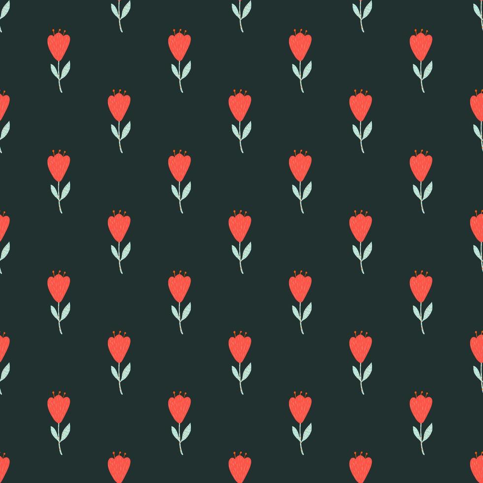 Flower cute seamless pattern. Hand drawn field background. vector