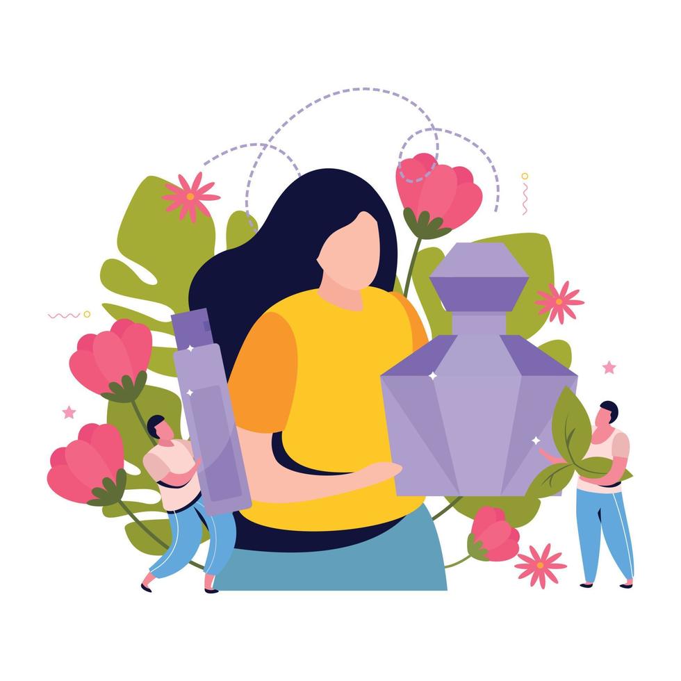 Perfume Girl Flat Composition vector