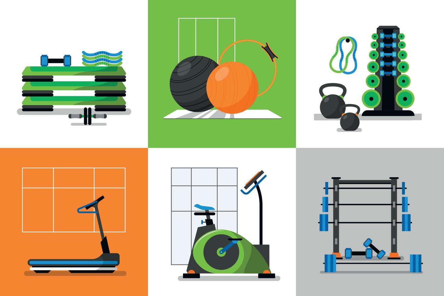 Gym Fitness Design Colored Concept Set vector