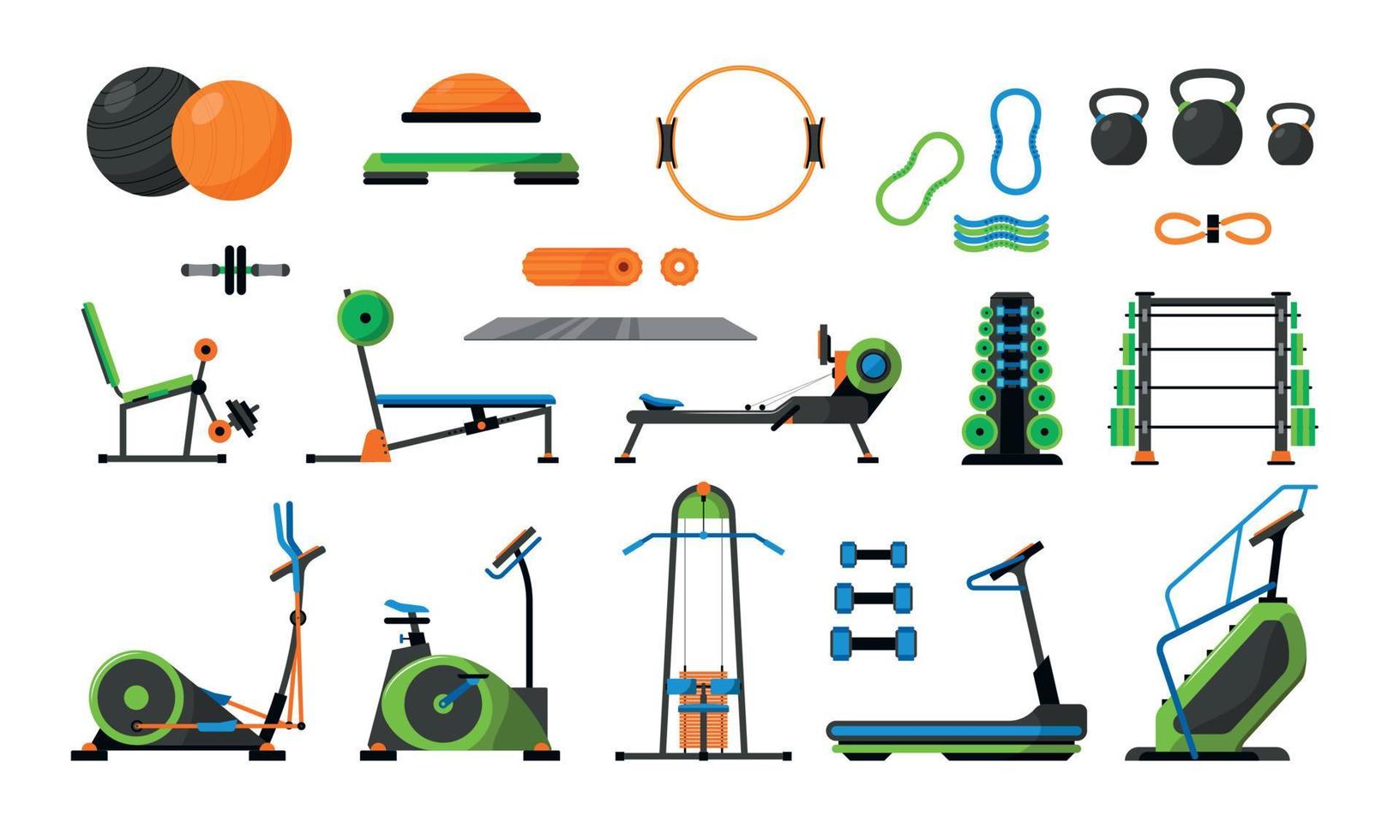 Gym Fitness Color Icon Set vector