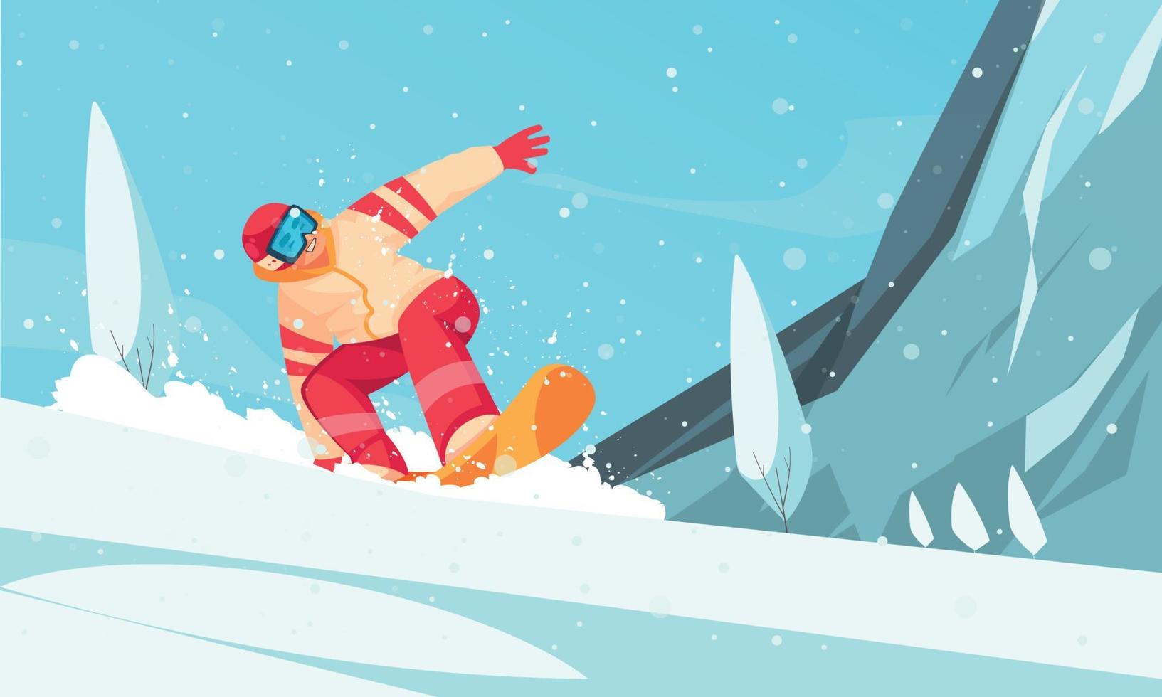 composición de dibujos animados de la estación de esquí de invierno vector