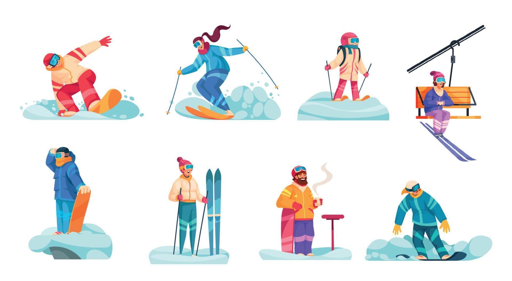 Winter Ski Vacations Compositions vector