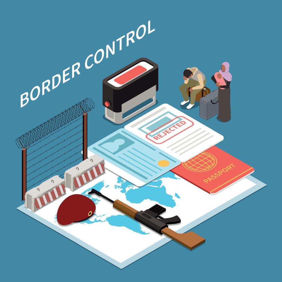 fondo isométrico de control de fronteras vector