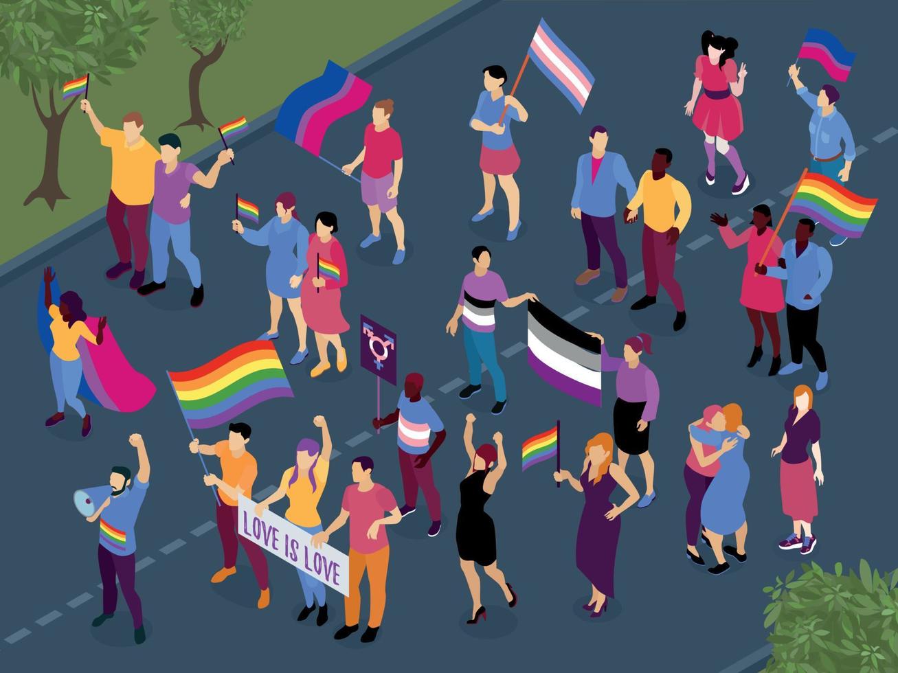 LGBT Parade Isometric View vector