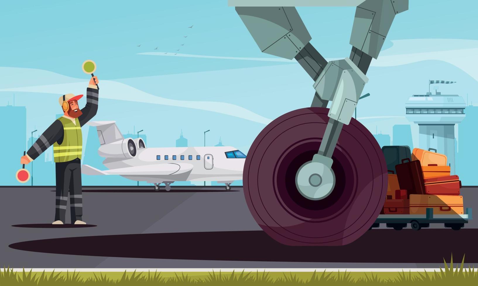 Airport Cartoon Composition vector