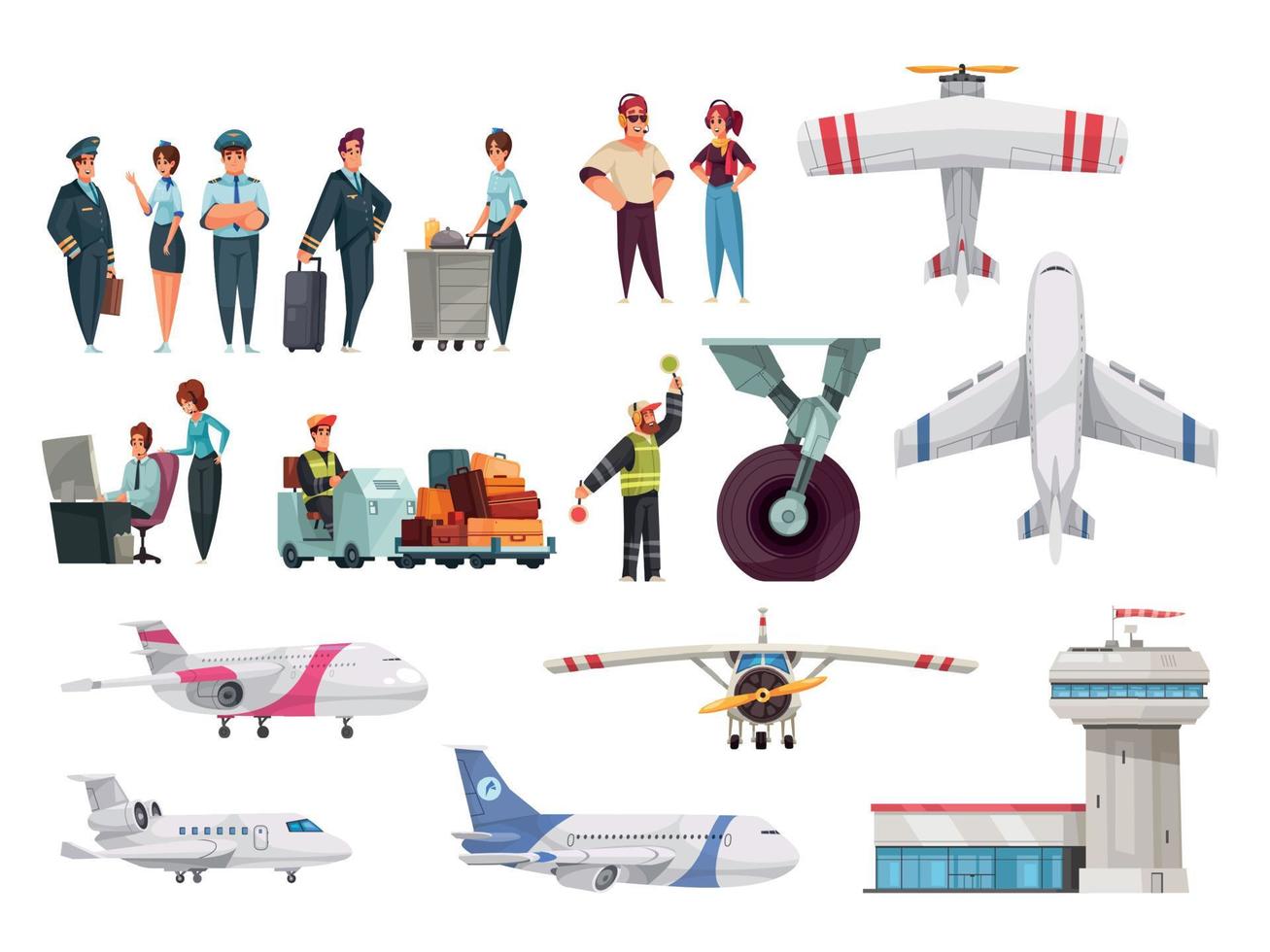 Airport Cartoon Set vector