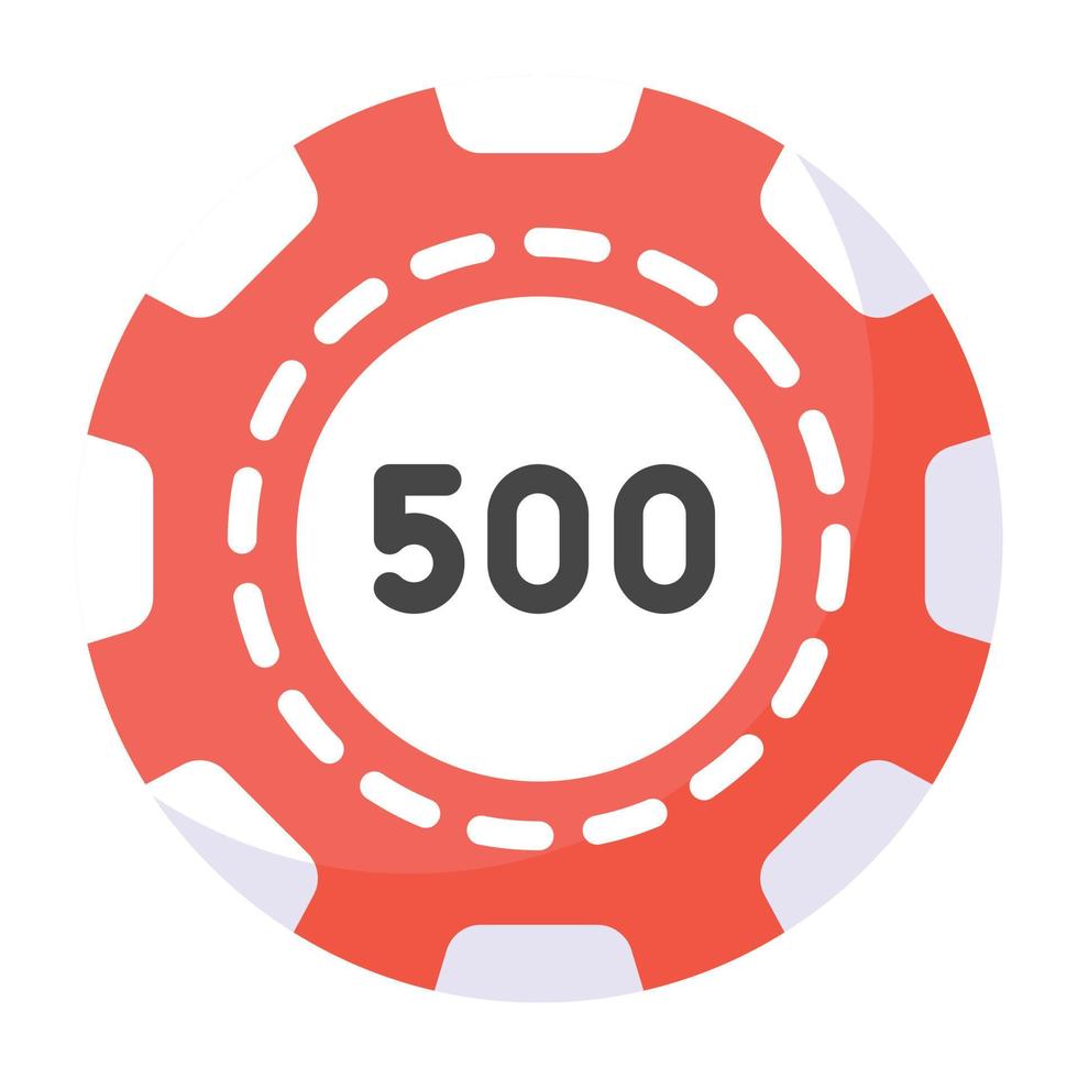 A flat poker coin in editable design vector