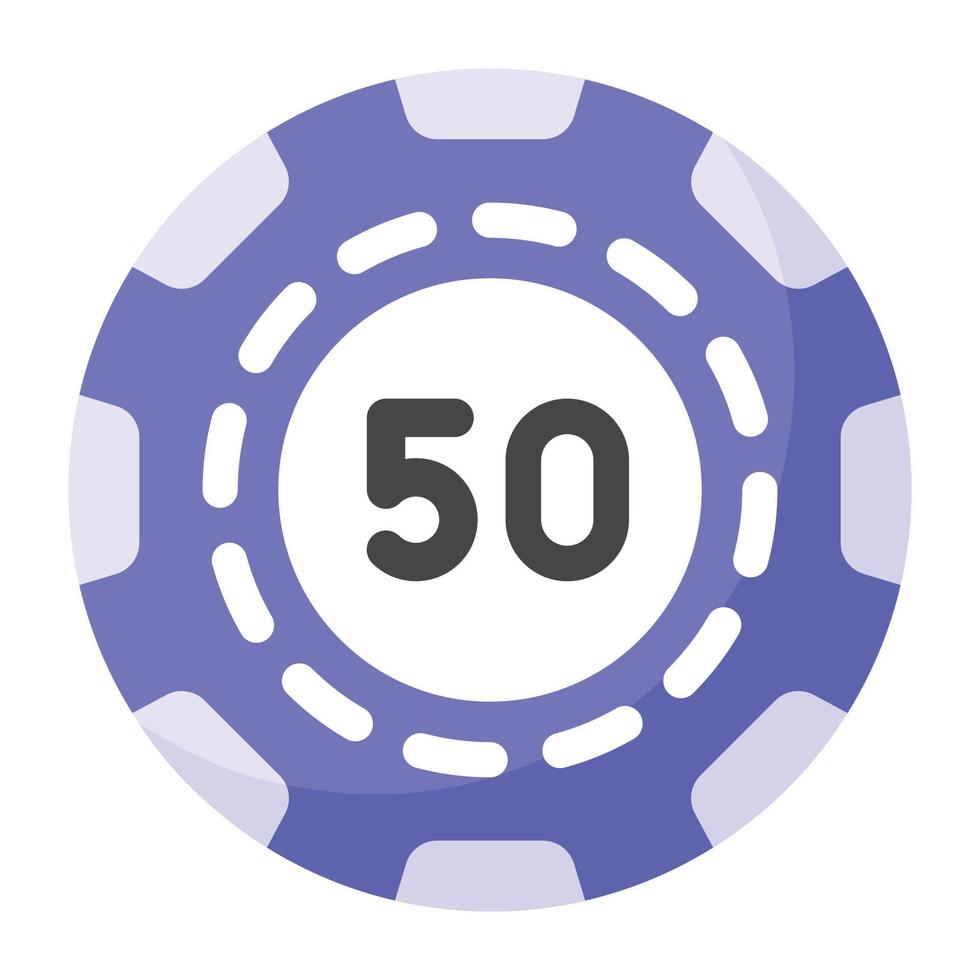 A casino chip in flat vector