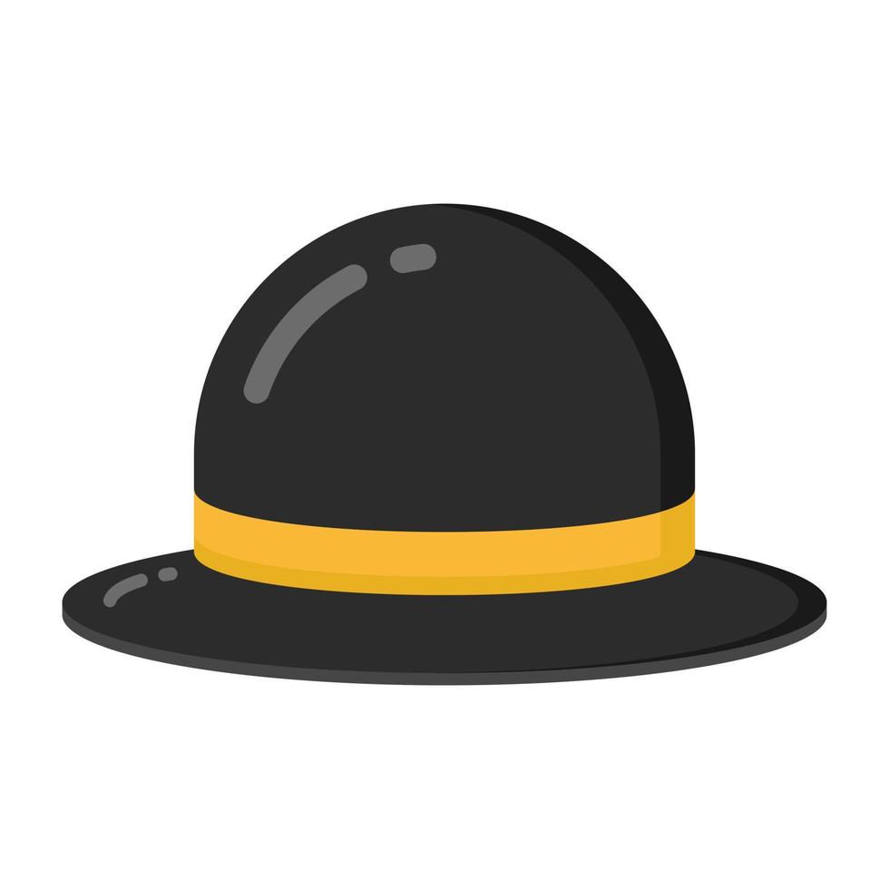 un sombrero negro para casinos, icono plano vector