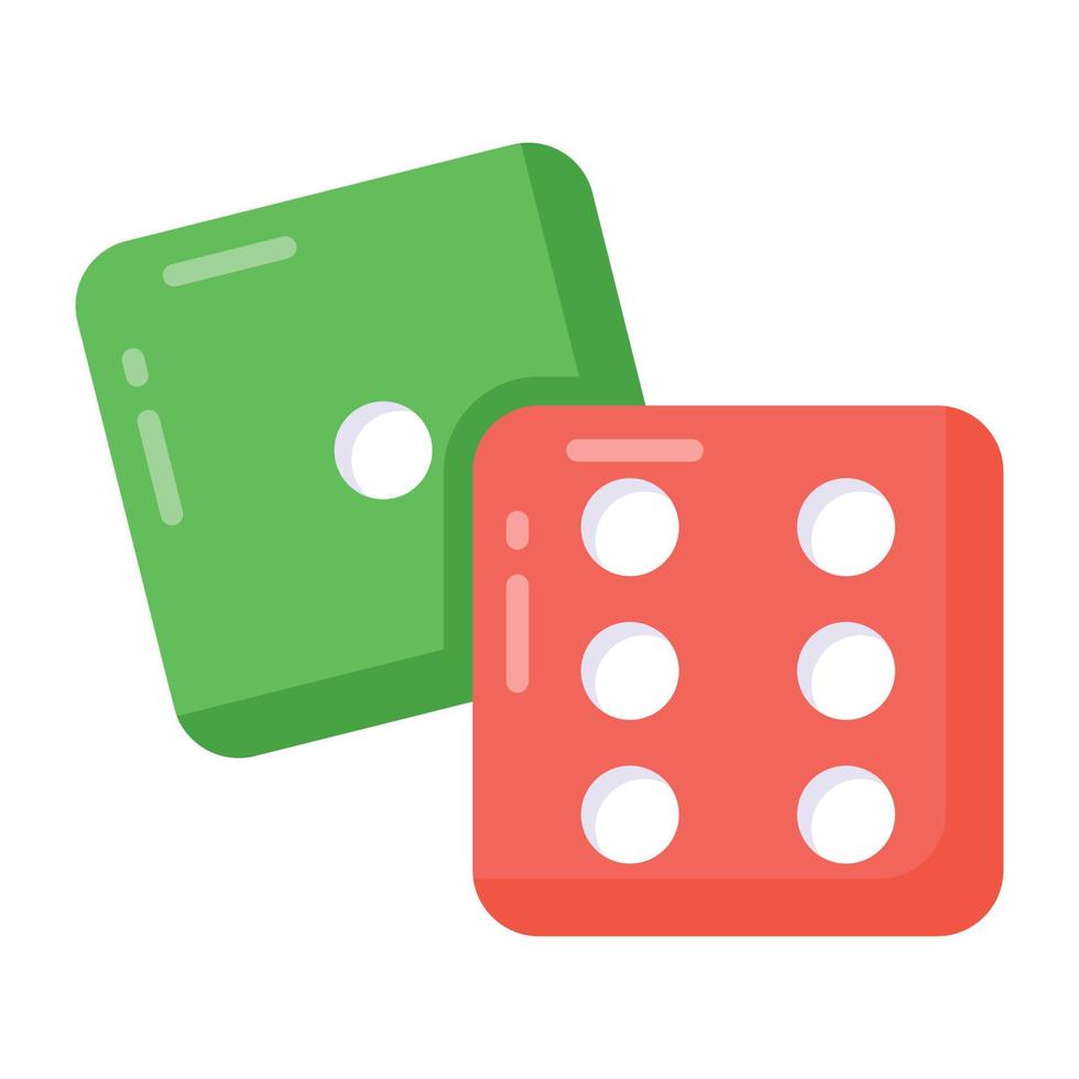 Icon of casino game accessories, ludo dice in a flat style vector. vector