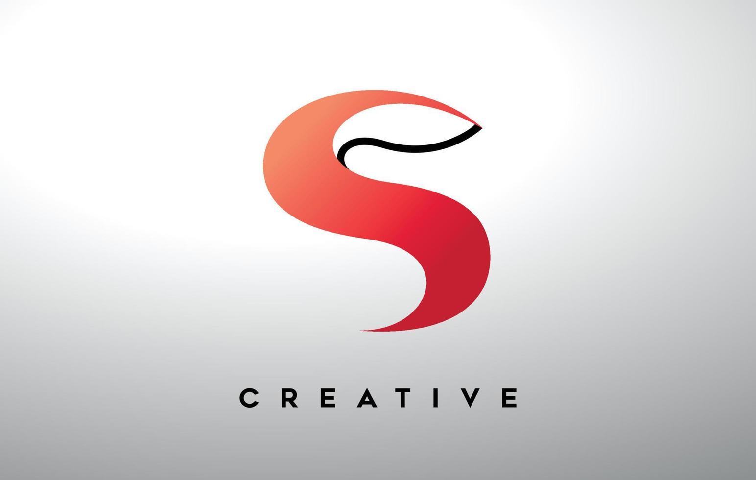 letra s con contorno negro y colores degradados rojos. diseño de logotipo de letra moderna creativa. vector