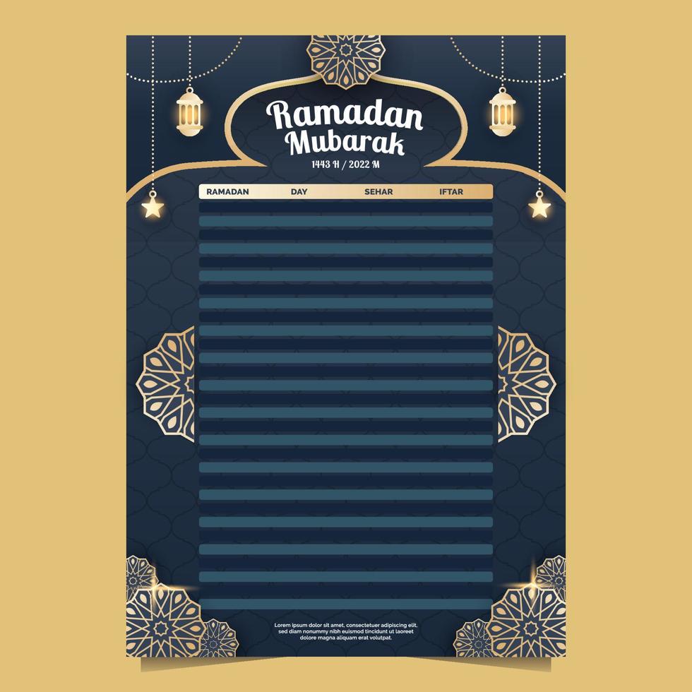 Fasting Template Schedule vector