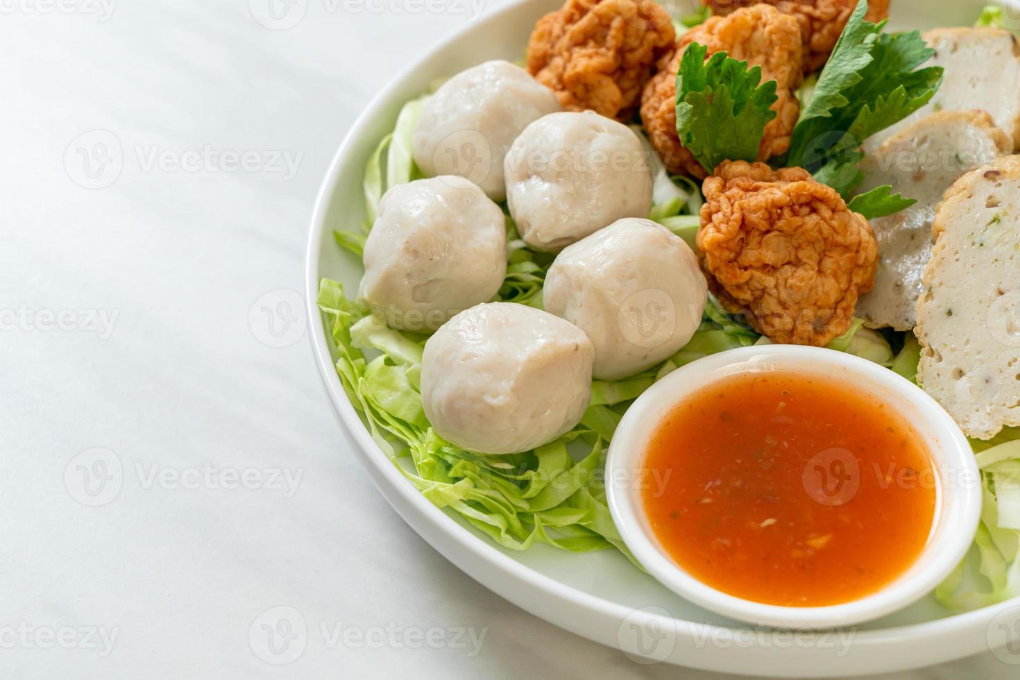 Boiled Fish Balls, Shrimp Balls and Chinese Fish Sausage photo