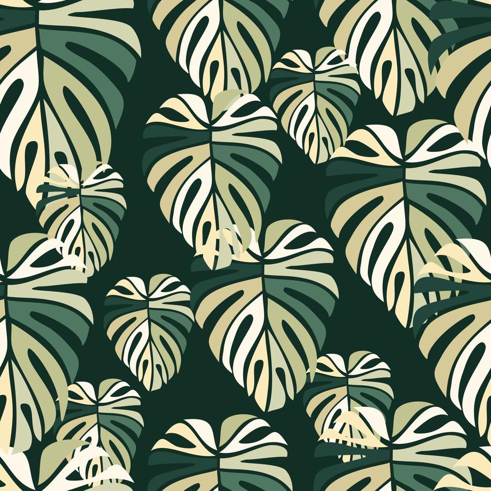 Tropical leaves seamless pattern. Monstera leaf background. vector