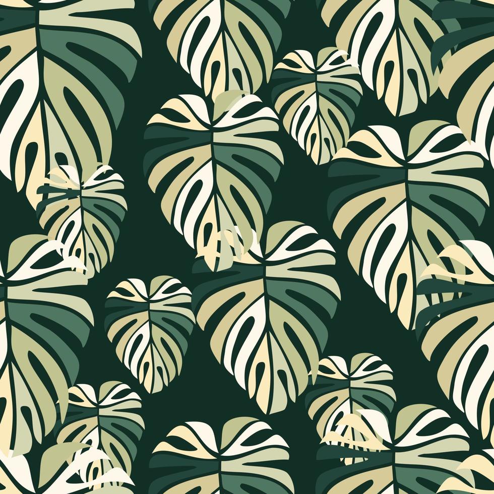 Tropical leaves seamless pattern. Monstera leaf background. vector