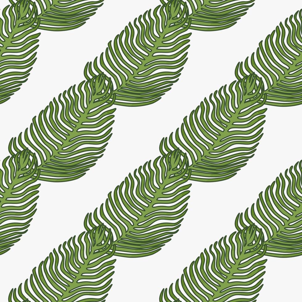 Organic palm leaf seamless pattern with hand drawn foliage print. Simple color background. Vector illustration for seasonal textile.