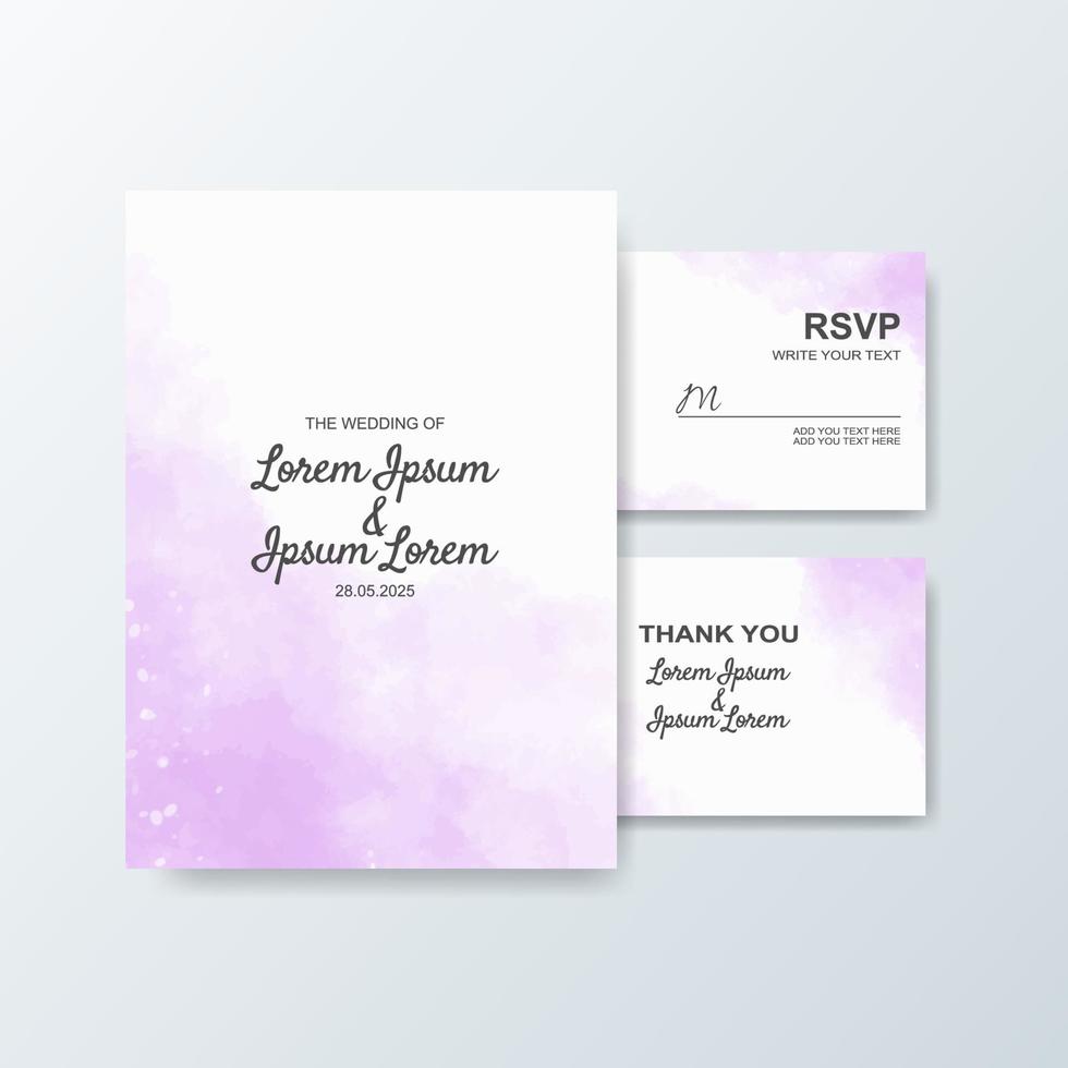 Wedding invitation with abstract watercolor background vector