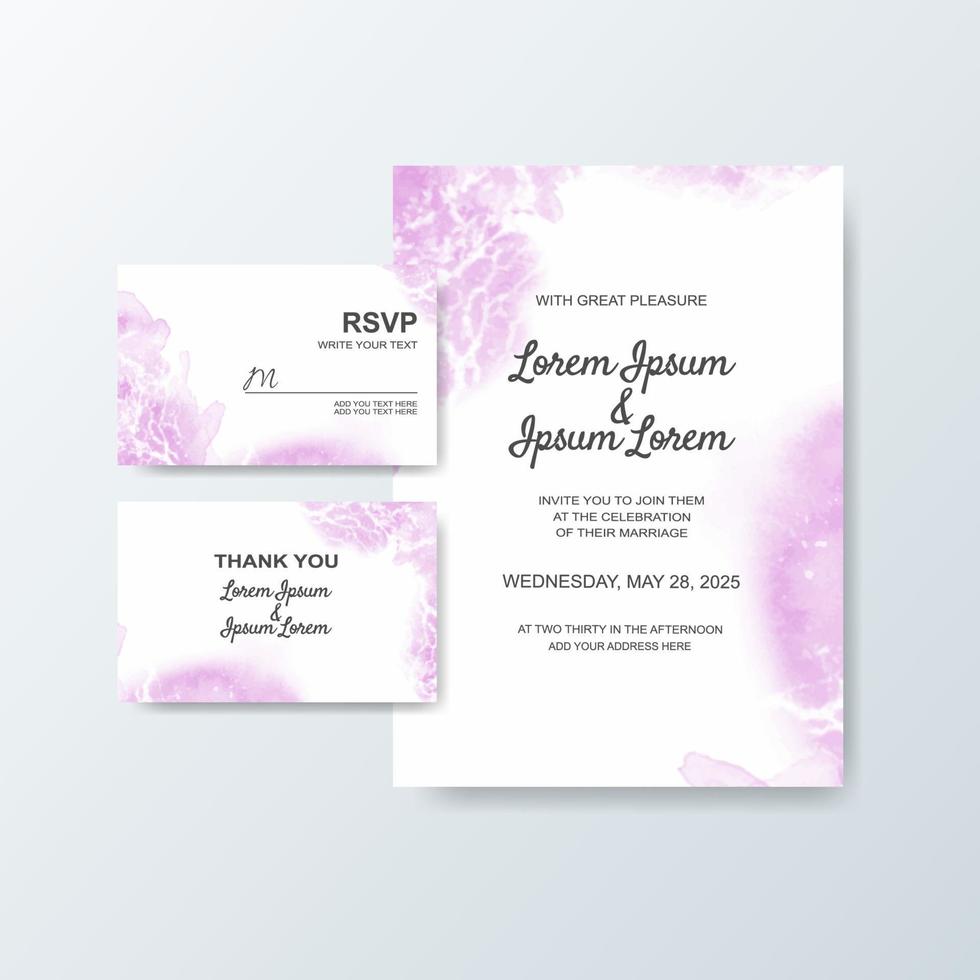 Wedding invitation with abstract watercolor background vector