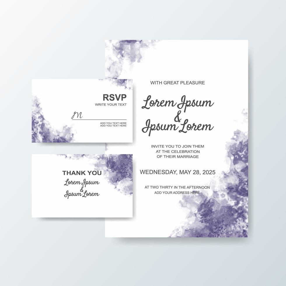 Wedding invitation with abstract watercolor background vector
