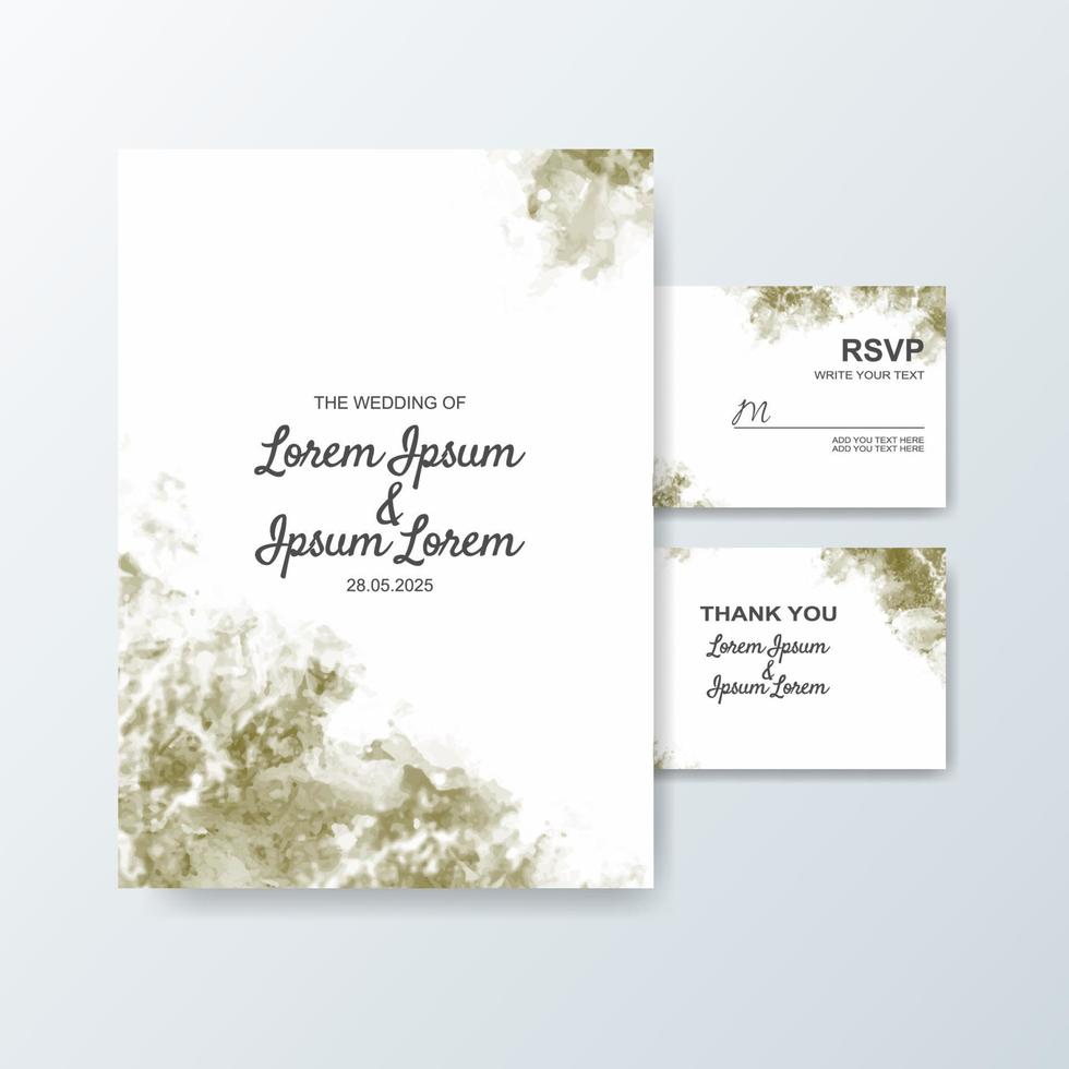 Wedding invitation with abstract watercolor background vector