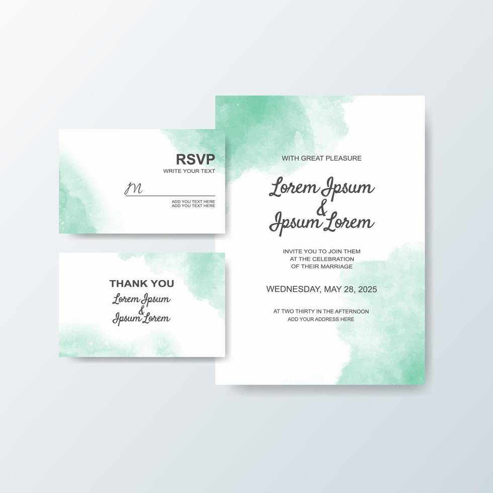 Wedding invitation with abstract watercolor background vector