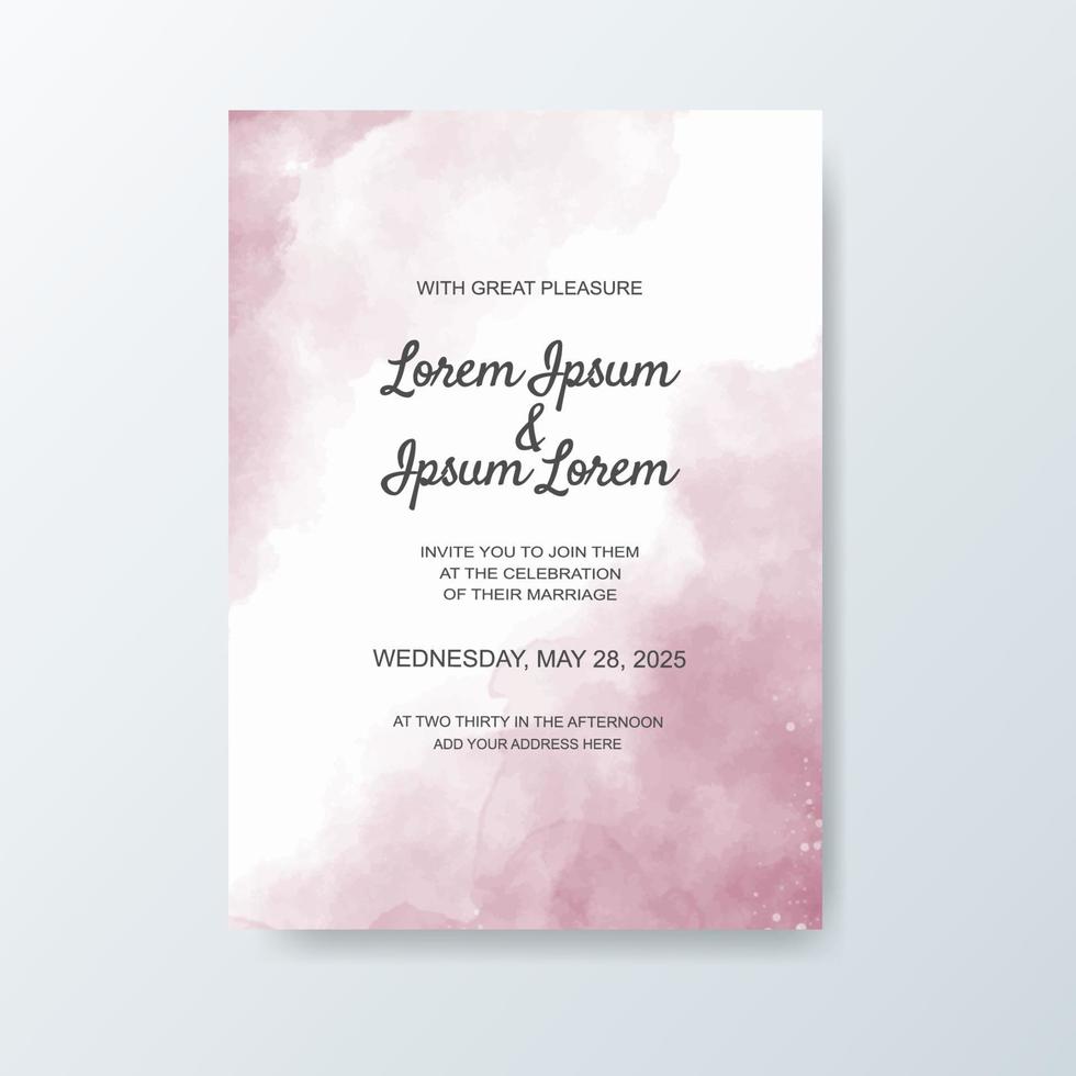 Wedding invitation with abstract watercolor background vector