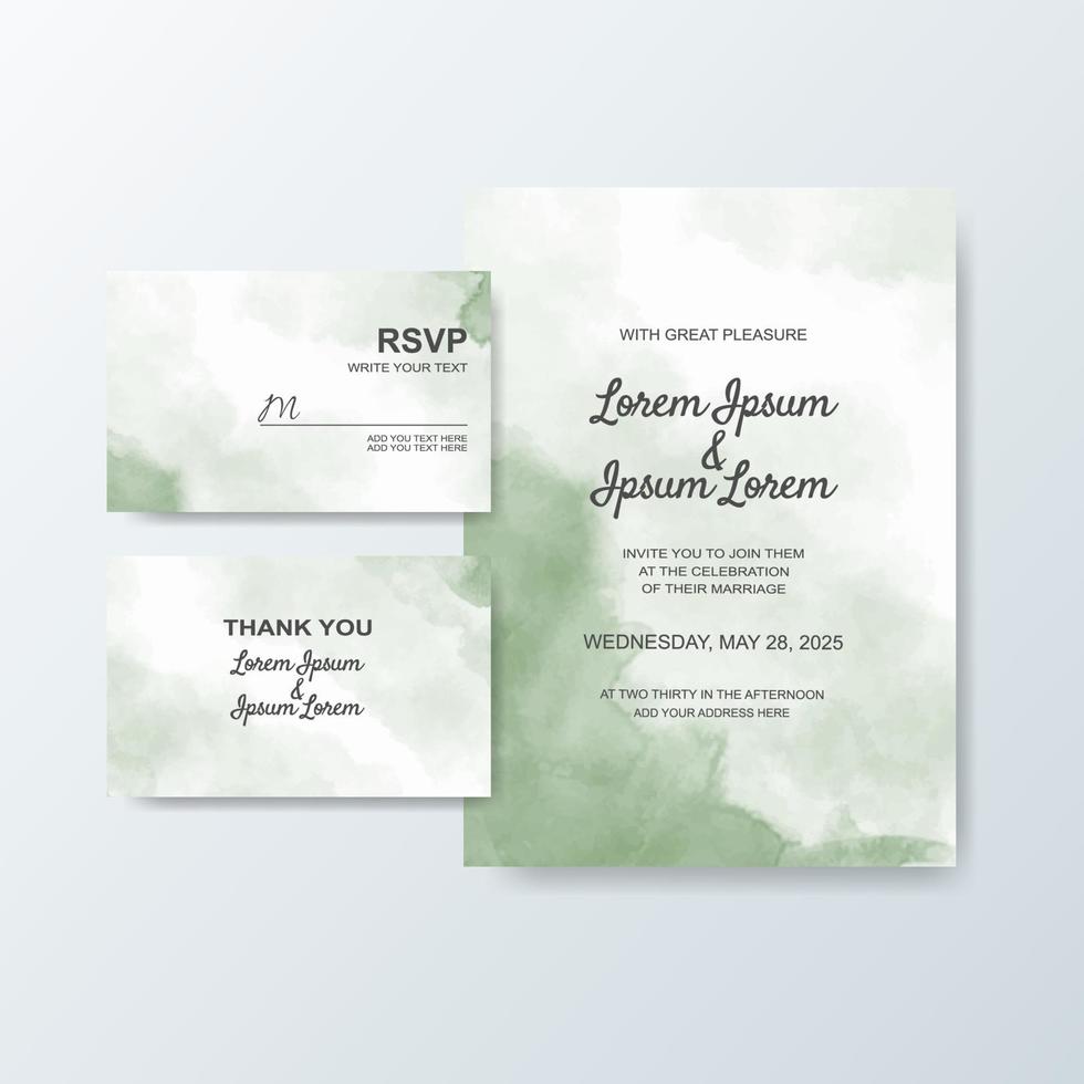 Wedding invitation with abstract watercolor background vector
