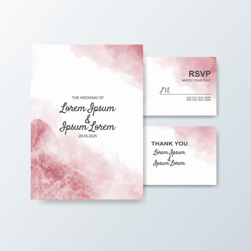 Wedding invitation with abstract watercolor background vector