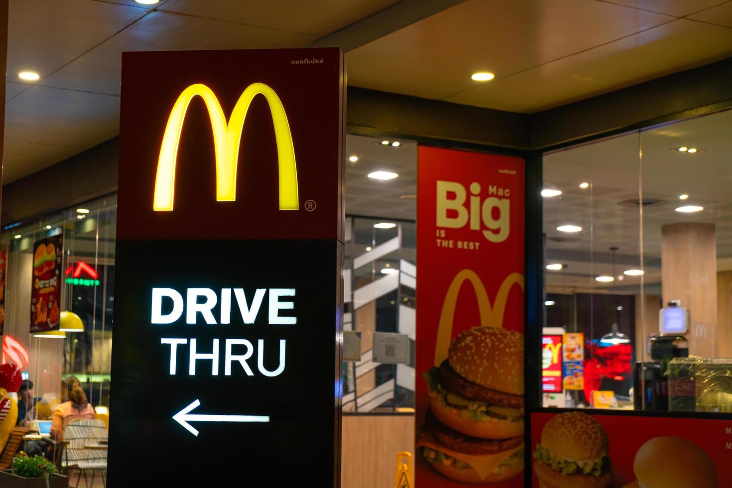 Bangkok Thailand - 8 FEB 2022 - A McDonald's restaurant sign at a 24-hour restaurant location. photo