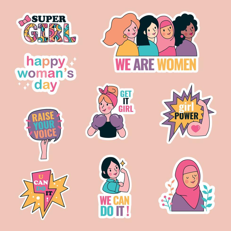 International Women's Day Stickers vector