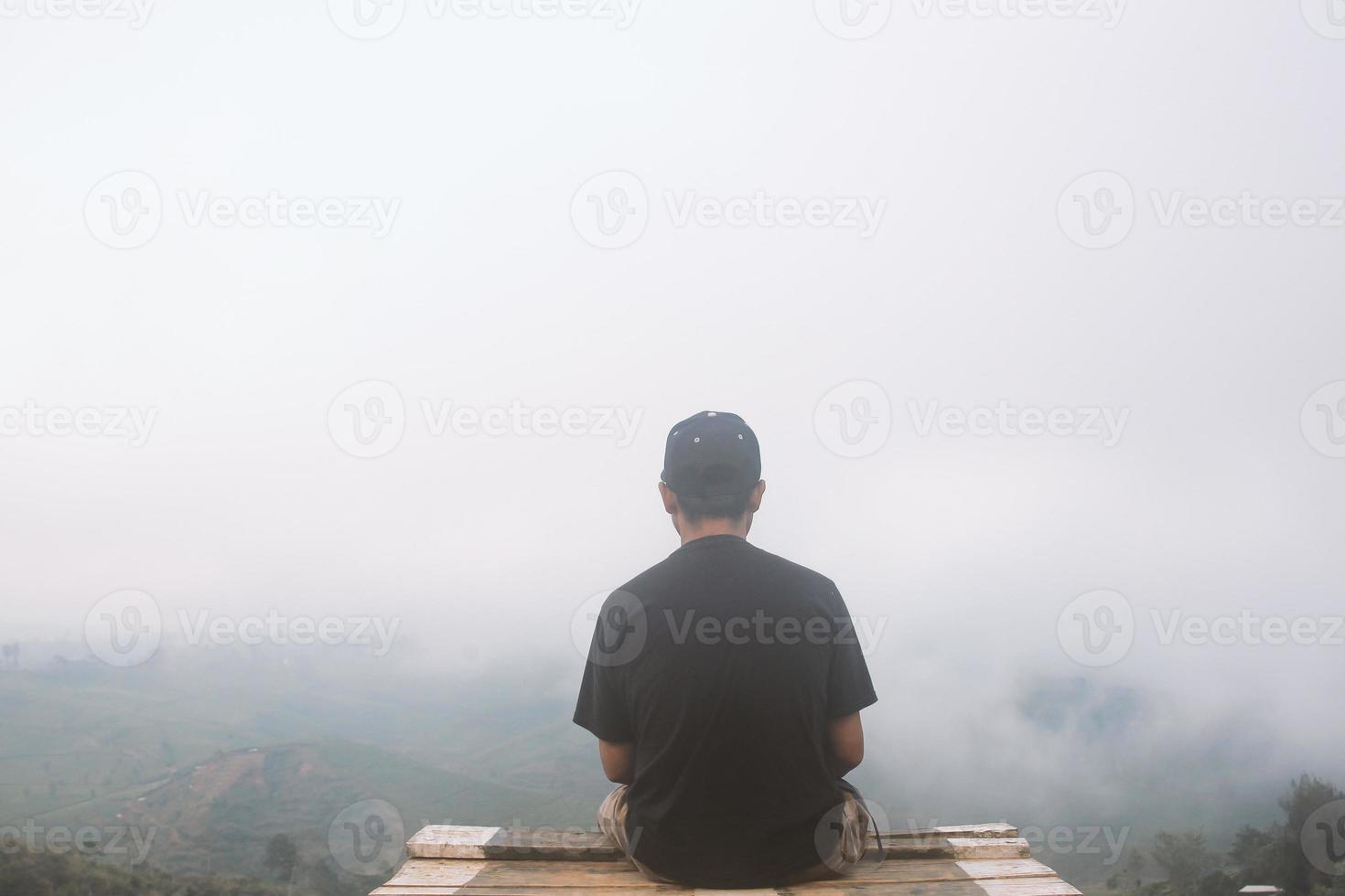 Enjoy the view and fog in the morning at top hill photo